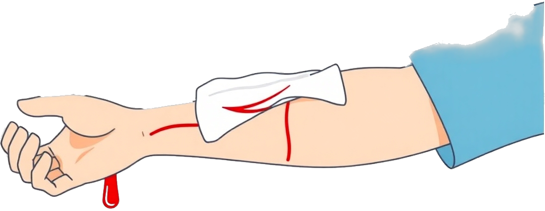 Ilustração de controle de hemorragia