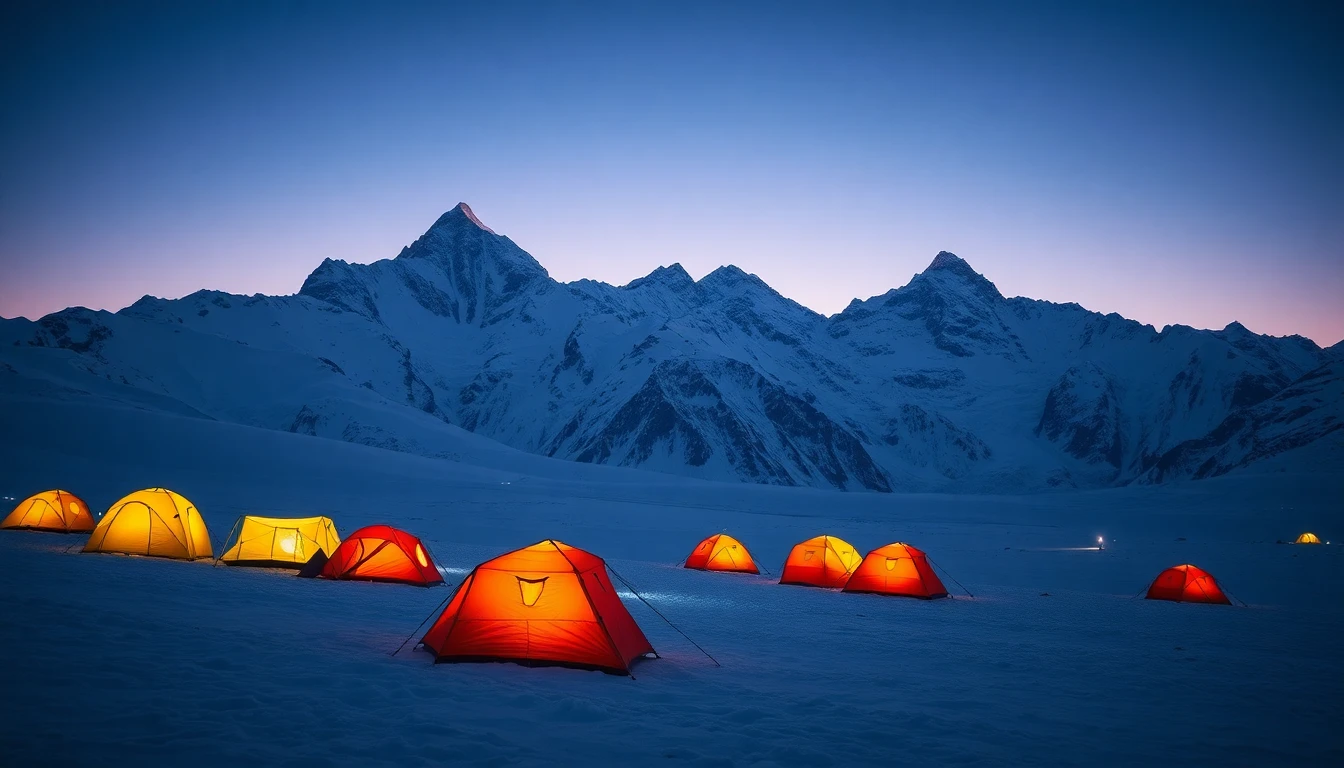 Acampamento base em alta montanha